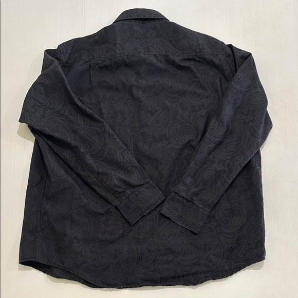 Tasso Elba black paisley dress/casual shirt. Men L. Excellent condition. Sharp! - Picture 5 of 9